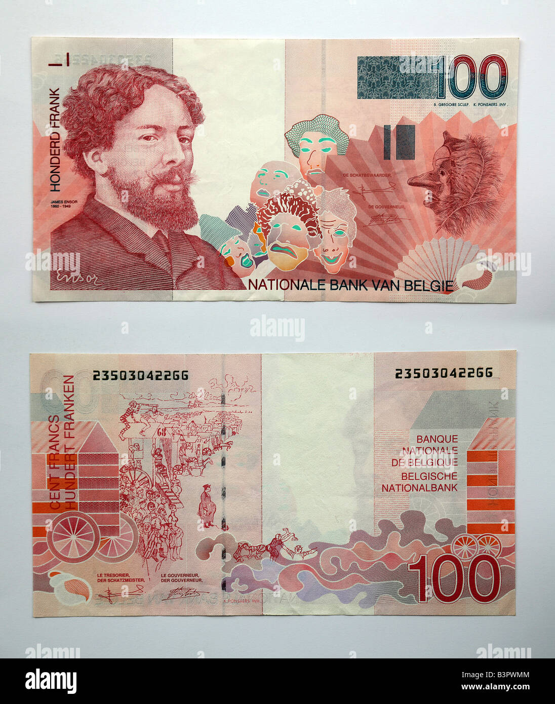 100 Franks Banknotes of Belgium Stock Photo