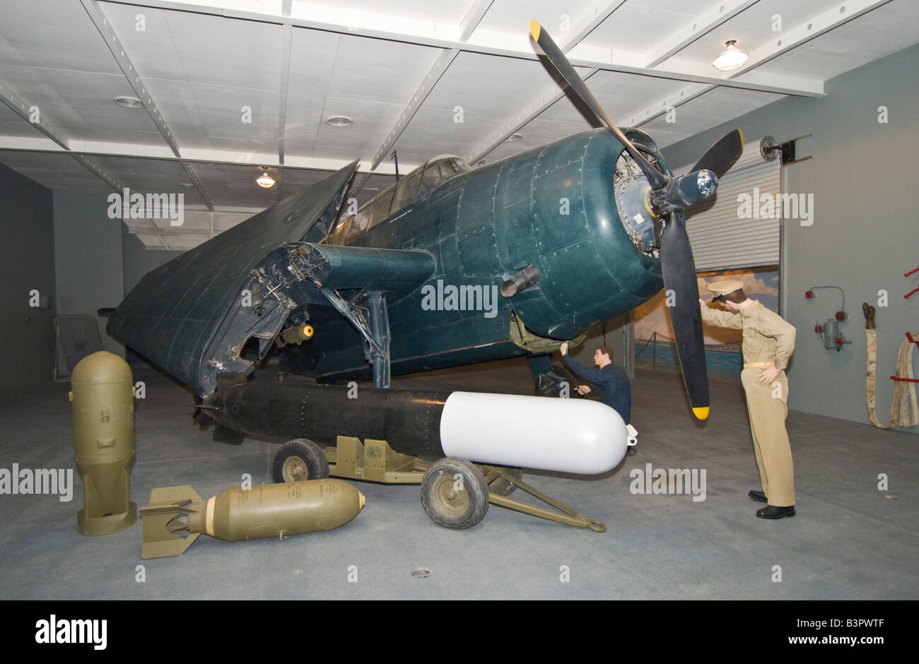 Texas Hill Country Fredericksburg National Museum of the Pacific War exhibit depicting World War Two TBM Avenger torpedo bomber Stock Photo