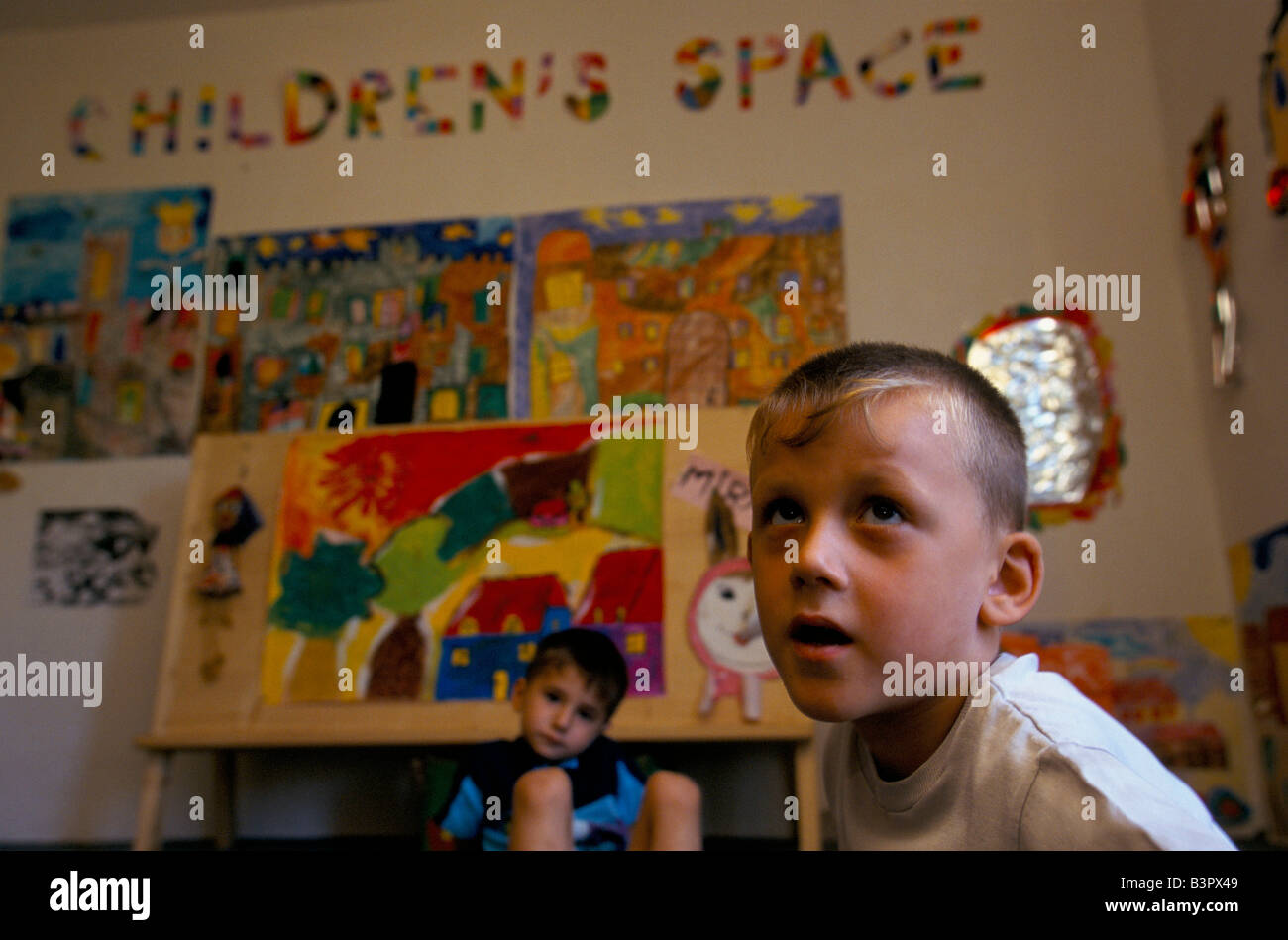 Mostar, june 1996', pre-school children from poor muslim and christian families are helped by an italian agency, 1996 Stock Photo