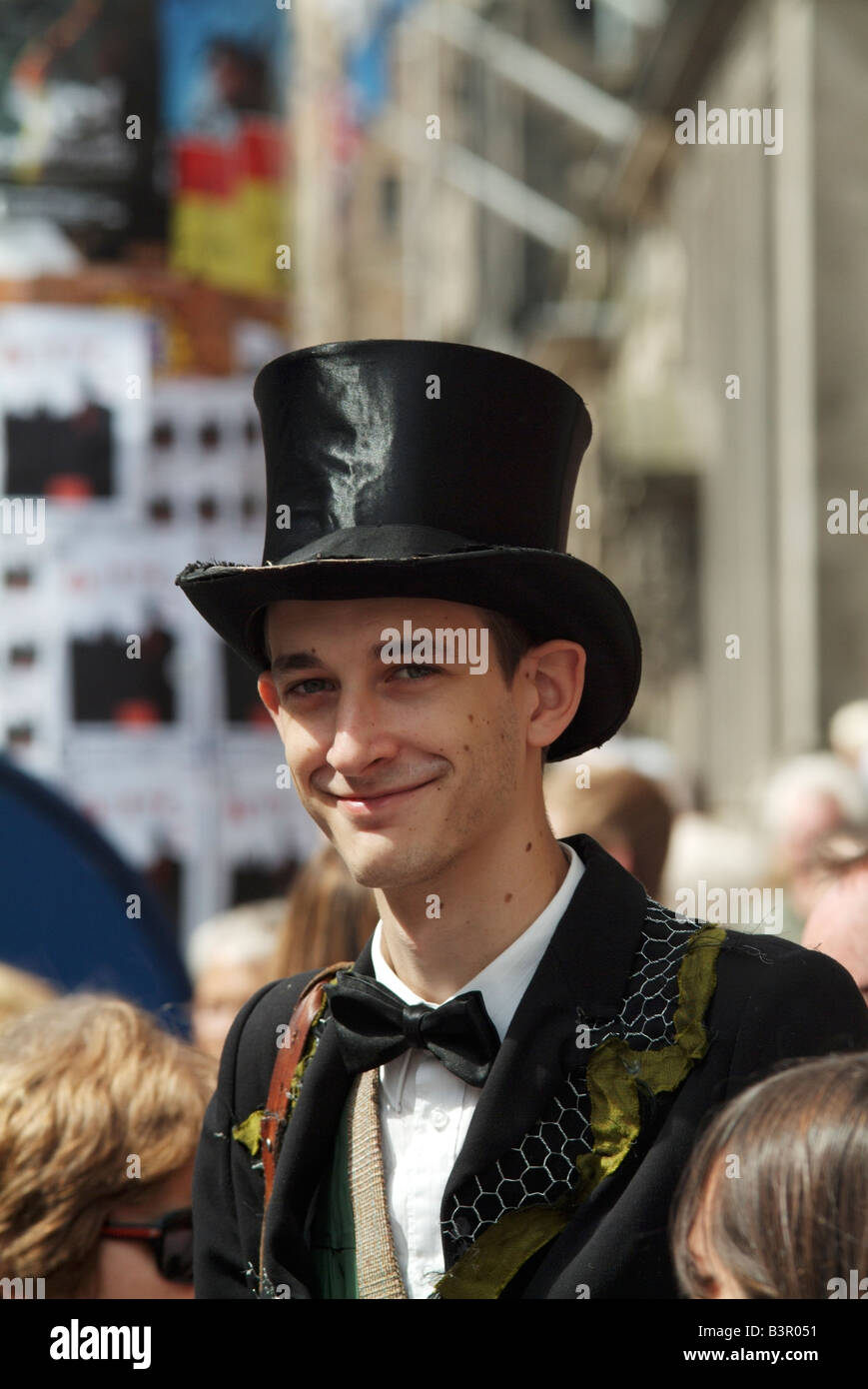 Top hat and tails at the Edinburgh Fringe Stock Photo Alamy
