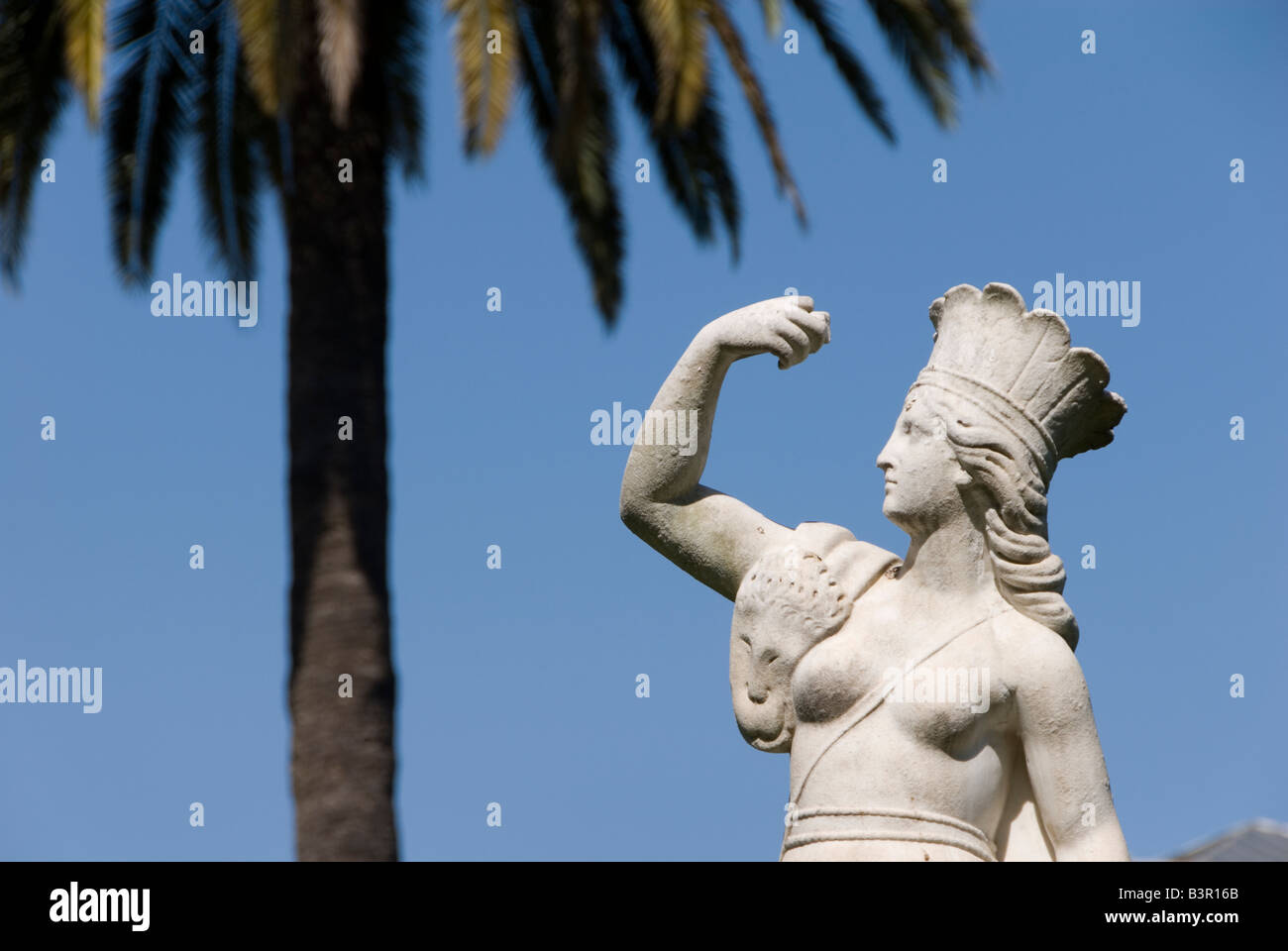 Statue in the formal Neoclassical palace gardens of Palacete y jardins