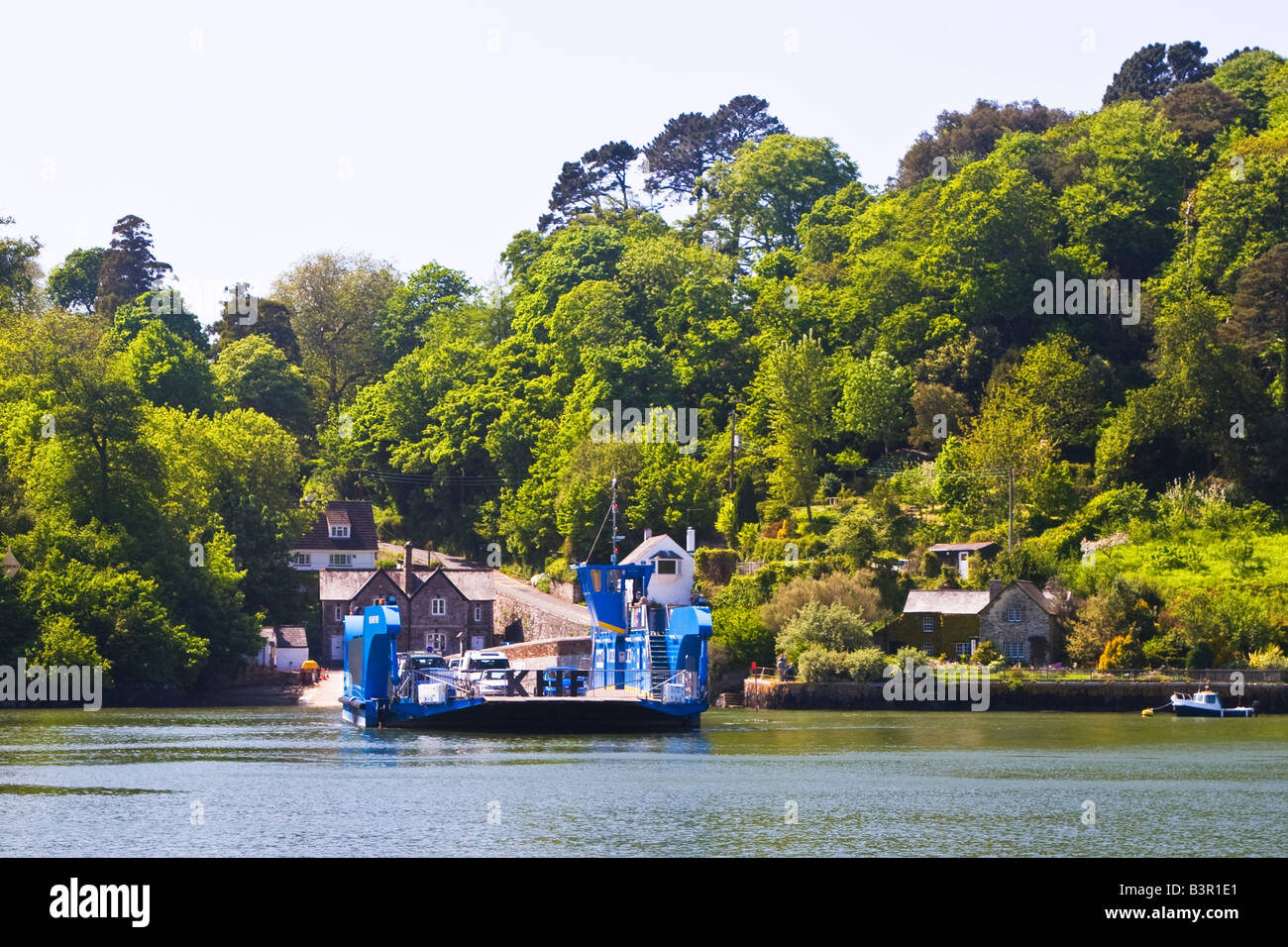 King Harry Chain Ferry, river Fal, connects St Mawes to the Roseland Peninsula with Feock, Truro Cornwall Great Britain UK 2008 Stock Photo