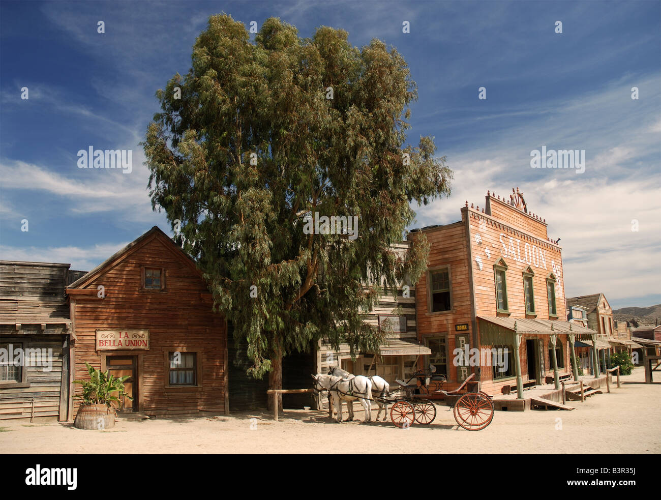 Scenery in an old American western style town Stock Photo Alamy