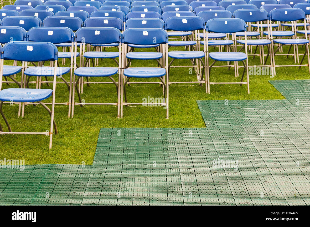 wet empty seats at concert Stock Photo