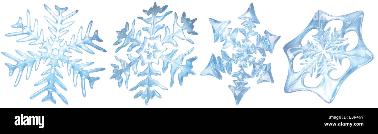 Four snowflakes on a white background Stock Photo