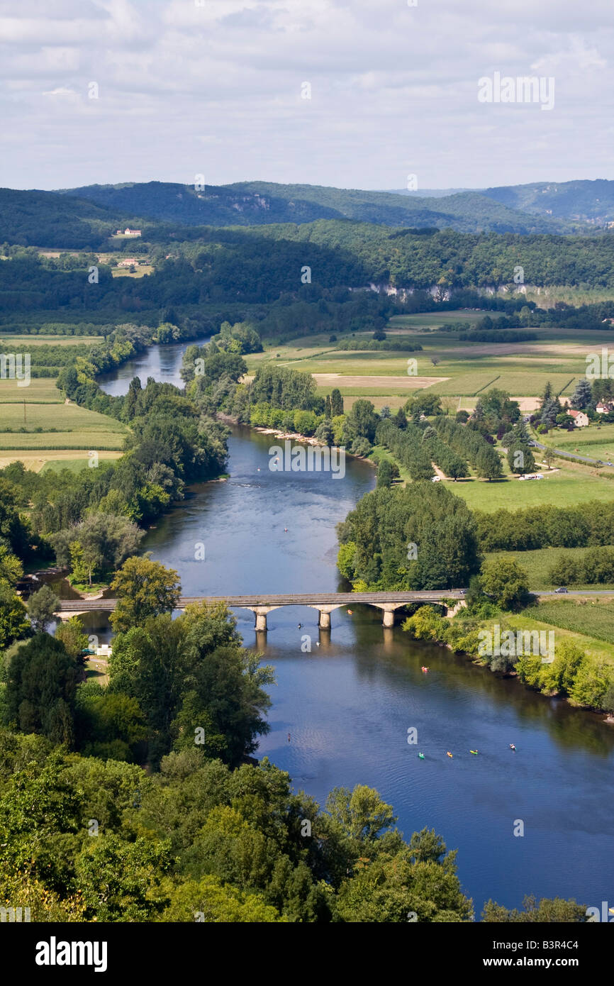 The Dordogne River from Domme,France Stock Photo