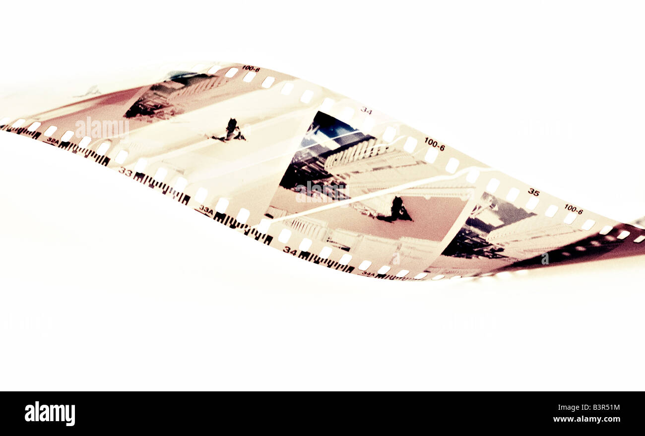 strip of 35mm negative camera film Stock Photo
