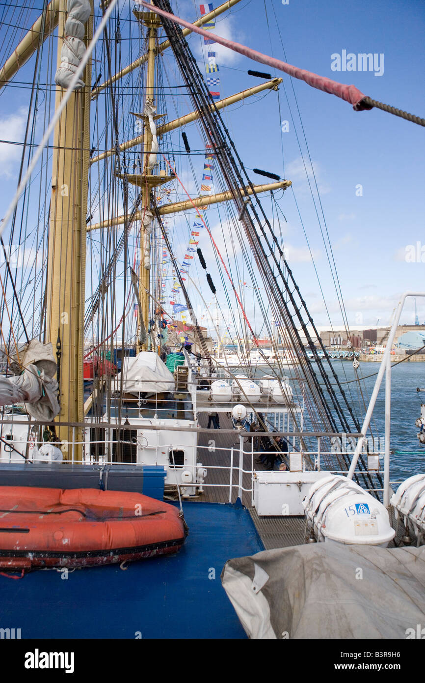 The deck of the Russian sailing ship the Mir at the Tall Ships race in