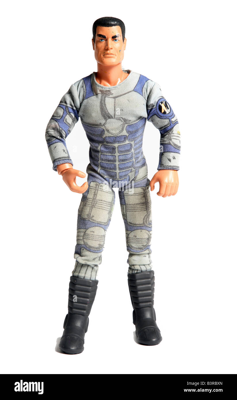 Action man toy figure on a white background Stock Photo