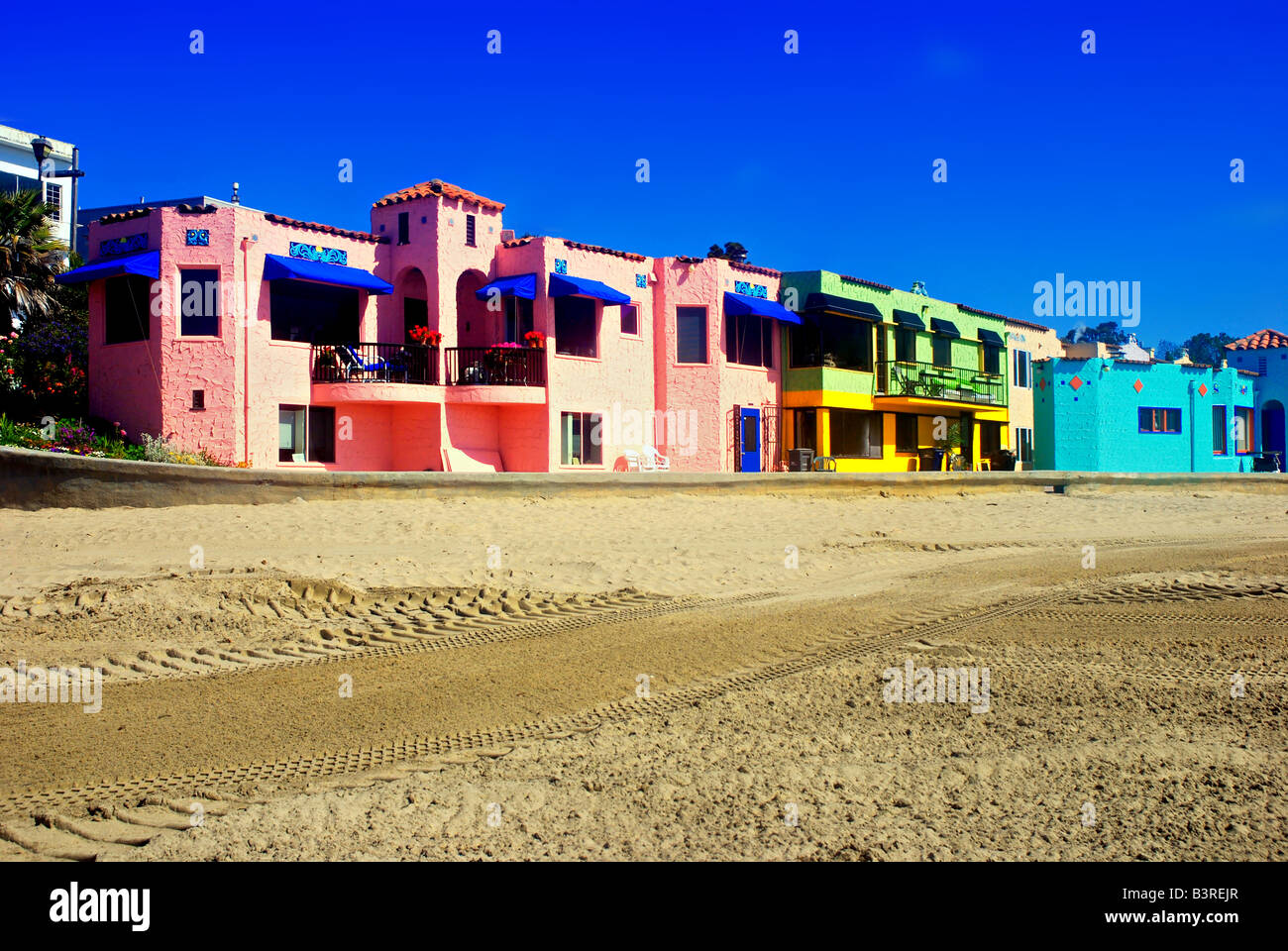 The historic Mediterranean style Venetian Hotel on the beach in Capitola California Stock Photo