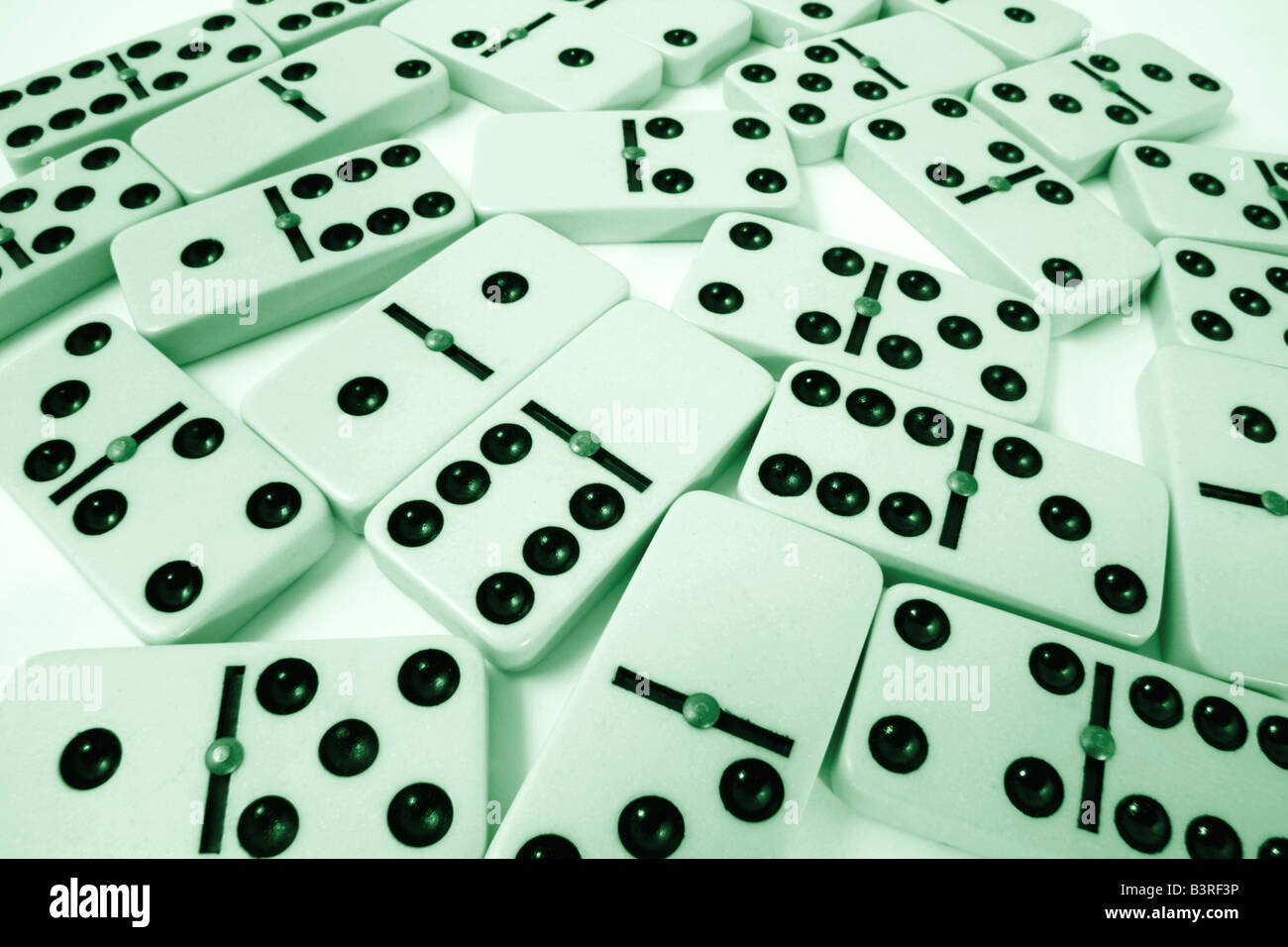 Dominoes in Green Tone Stock Photo - Alamy