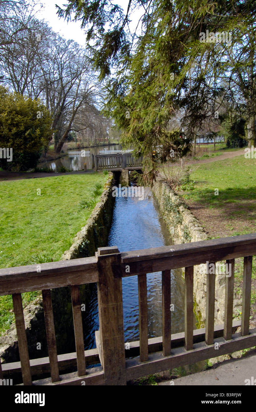 Stream running through Pittville Park Cheltenham Stock Photo