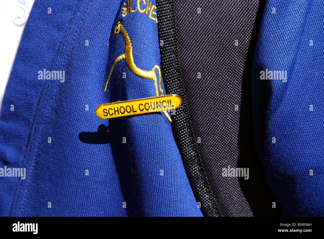 School Council member badge on childs uniform Stock Photo