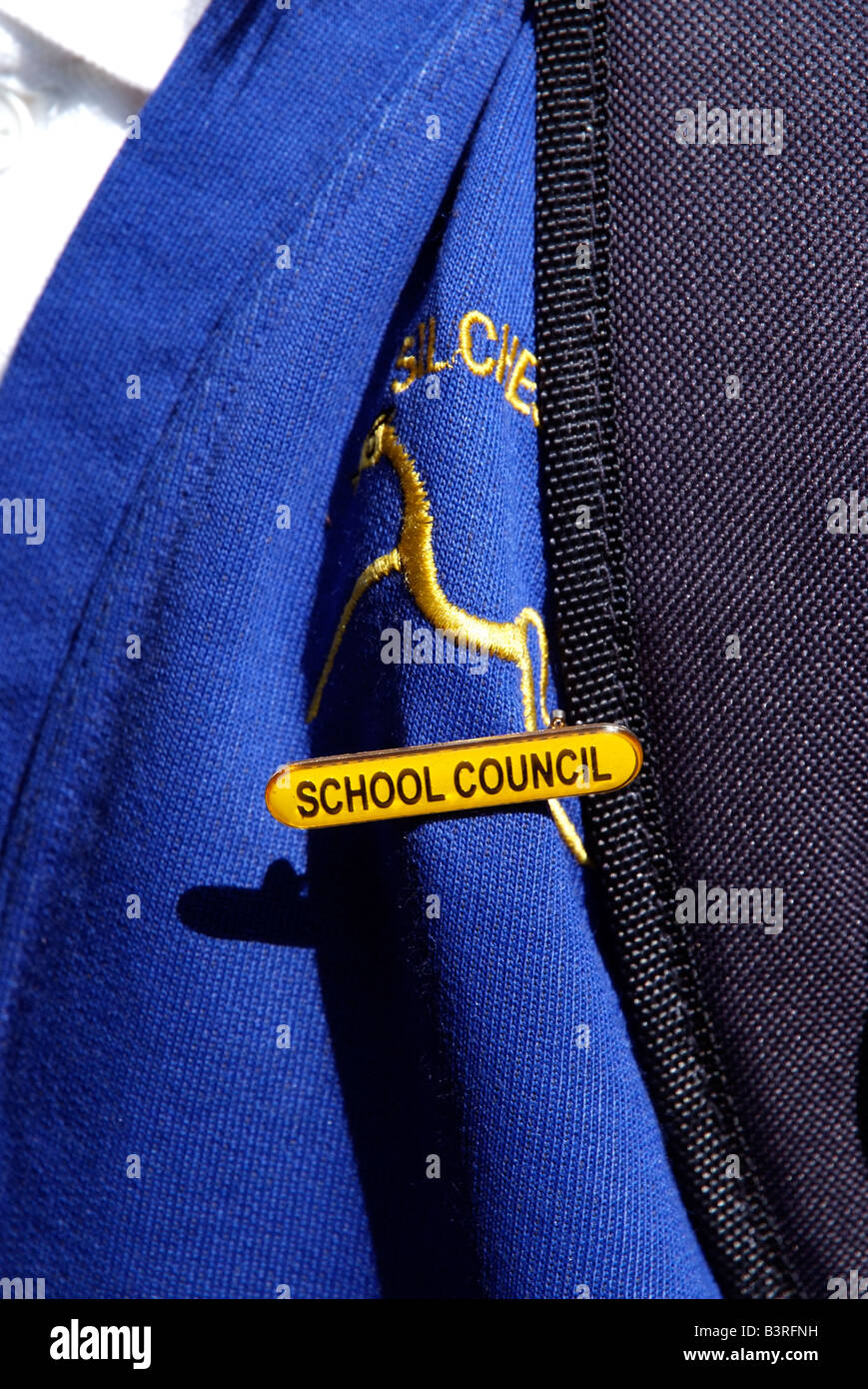 School Council member badge on childs uniform Stock Photo