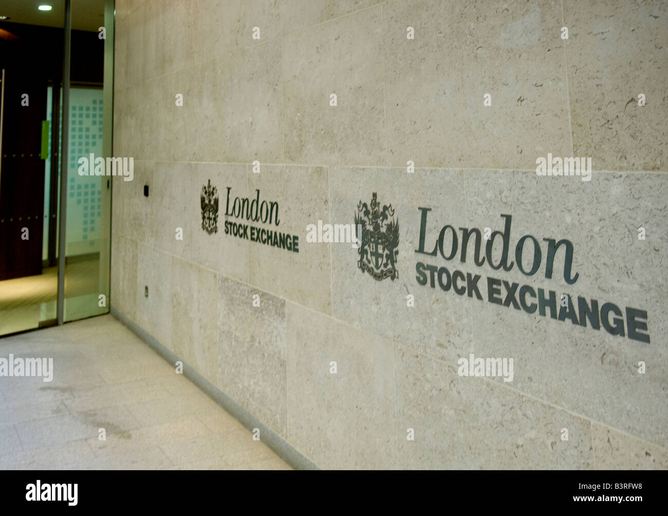 London Stock Exchange sign inside the building, London Stock Photo