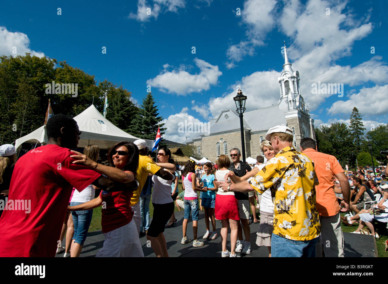 Cuban Fiesta People dancing Salsa Town of Saint Sauveur Laurentians Quebec Stock Photo