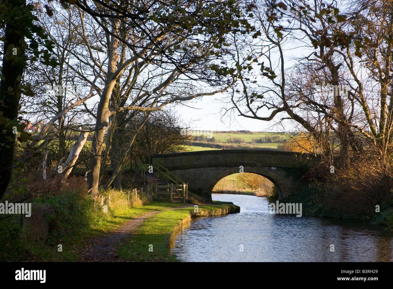 A road Bridge across the Macclesfield Canal near Marple Stock Photo