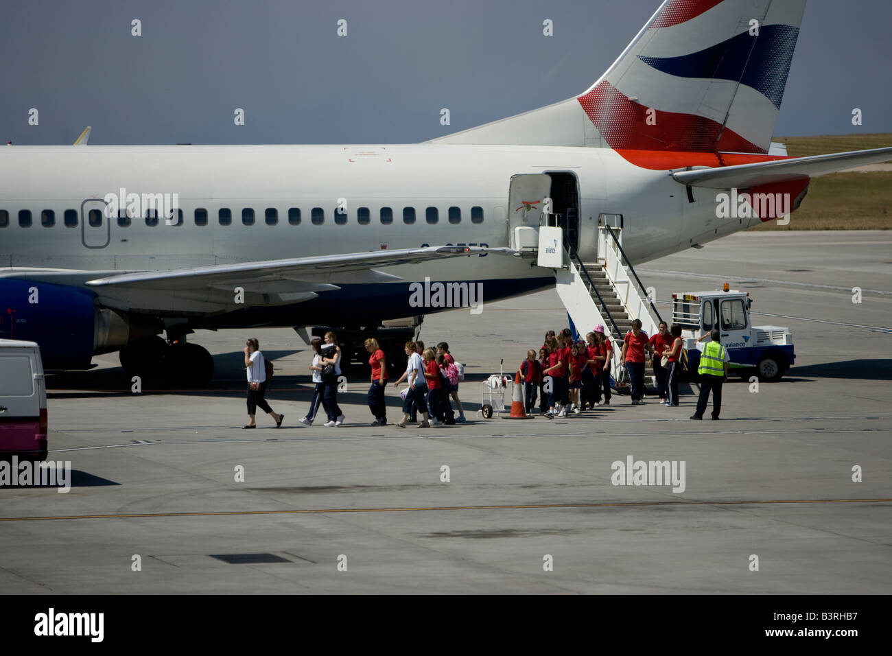 School party arriving at Jersey Airport from a British Airways flight Stock  Photo - Alamy