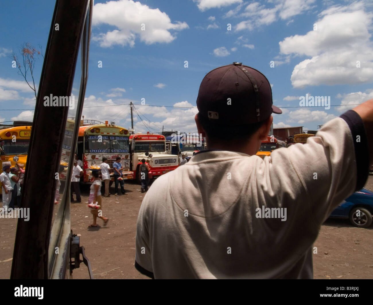 The Back of a Chicken Bus, Masaya, Nicaragua Stock Photo