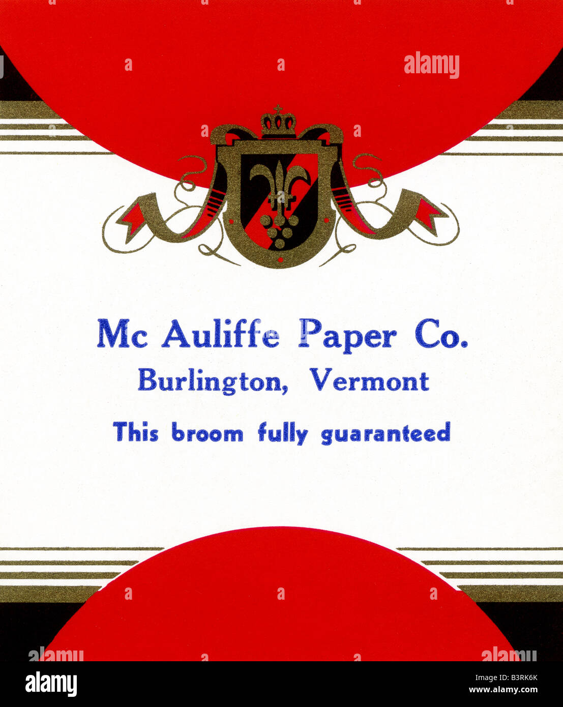 Mc Auliffe Paper Co. Broom Label Stock Photo