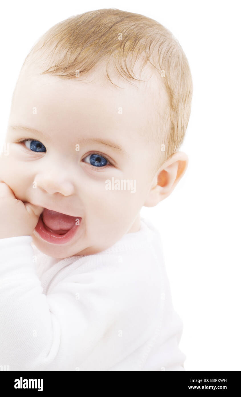bright picture of adorable baby boy over white Stock Photo - Alamy