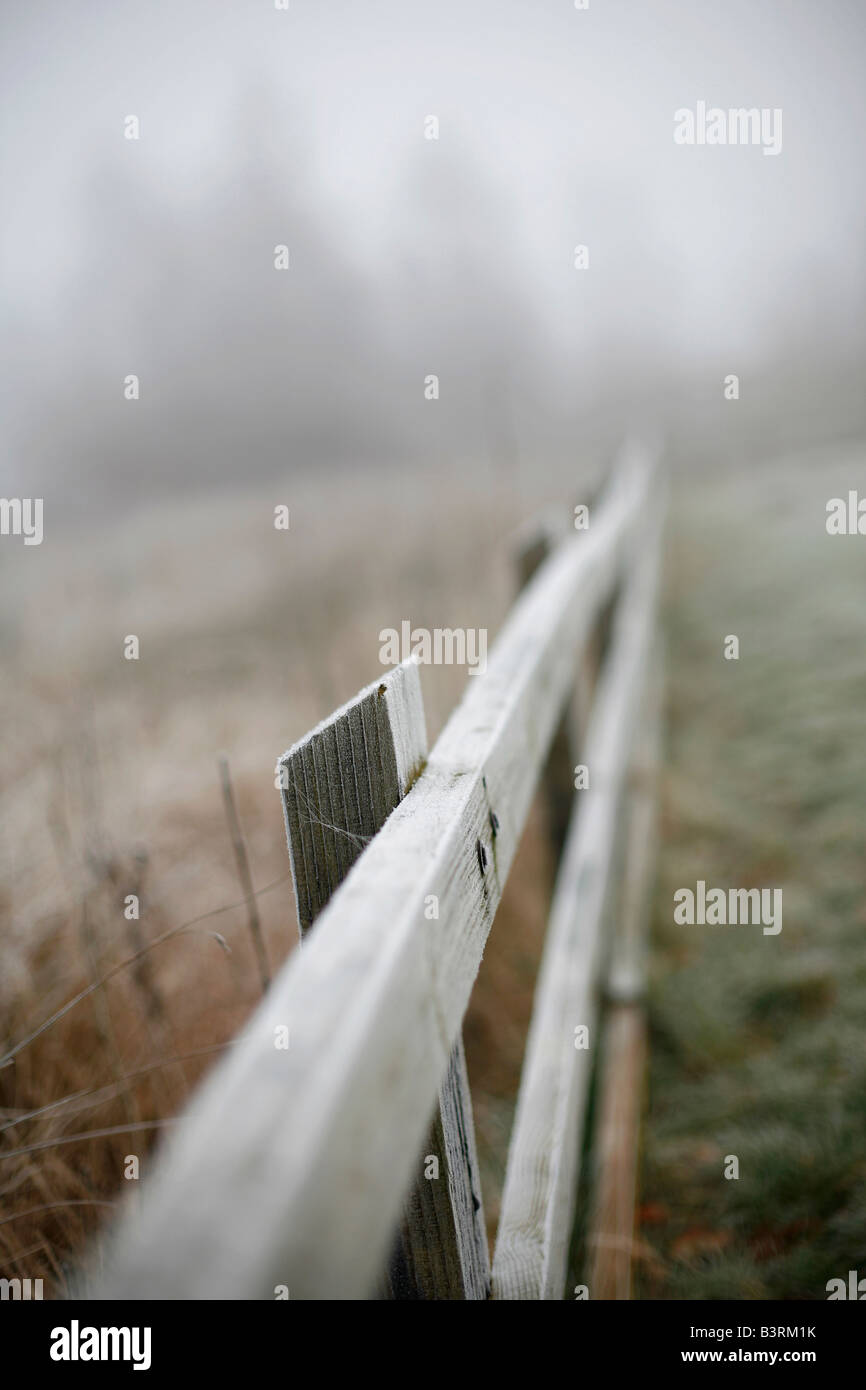 A frost covered fence Stock Photo - Alamy