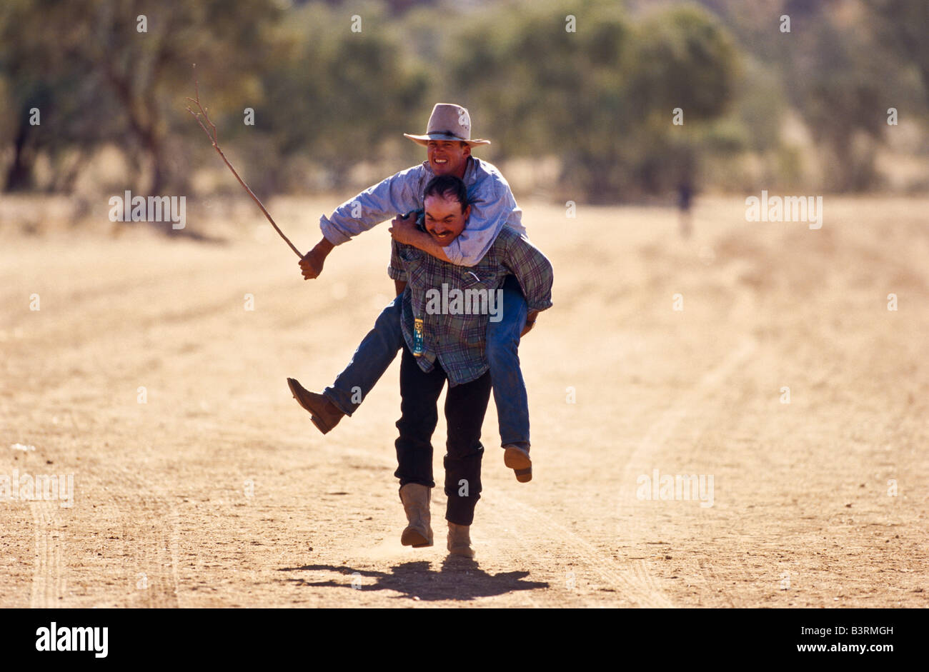 Piggyback race, outback Australia Stock Photo Alamy