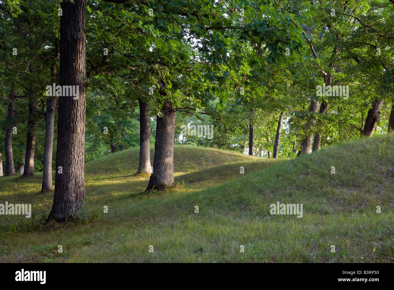 ancient Native American burial mounds, Effigy Mounds National Monument, Iowa Stock Photo