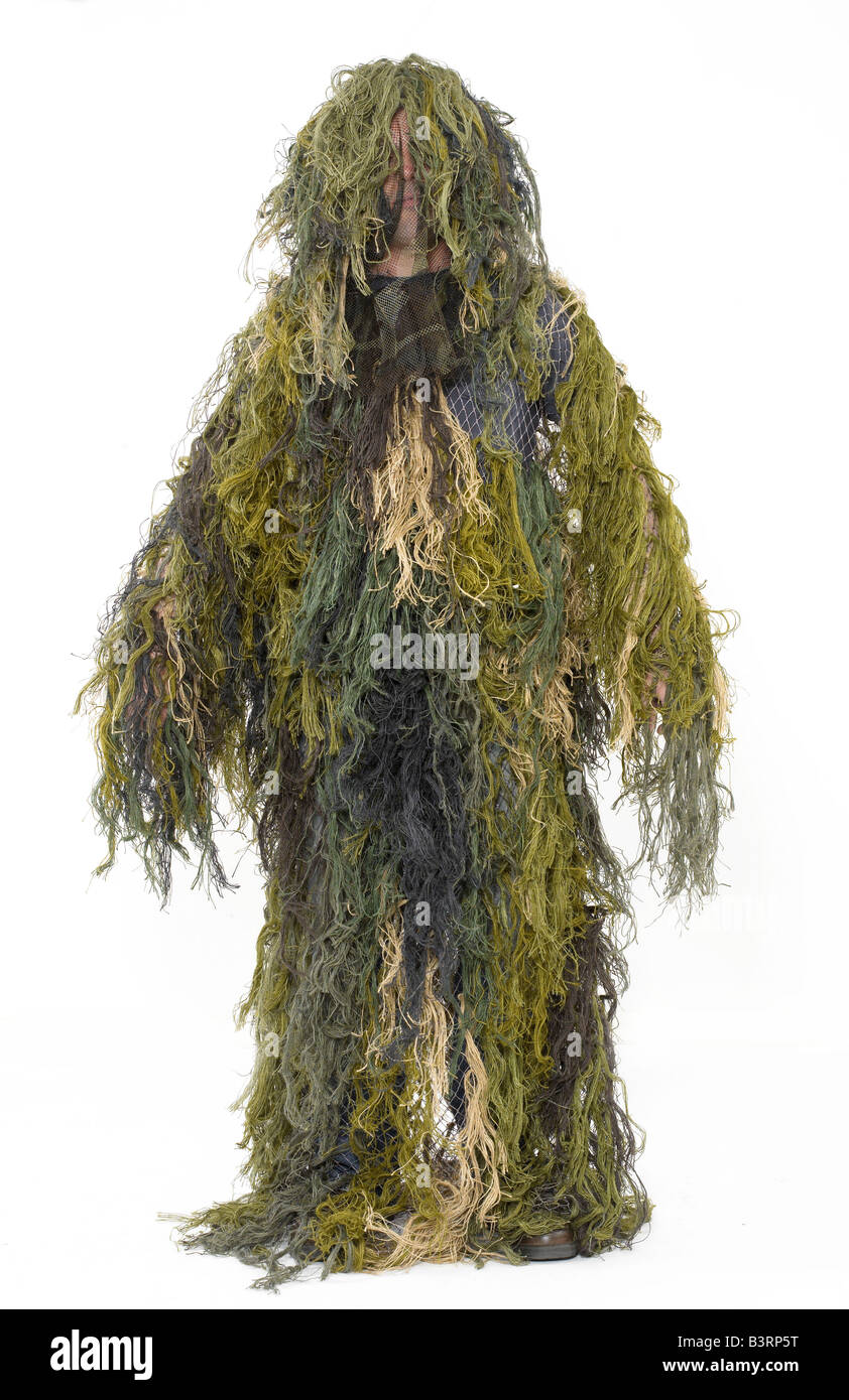 A man in a ghillie suit Stock Photo