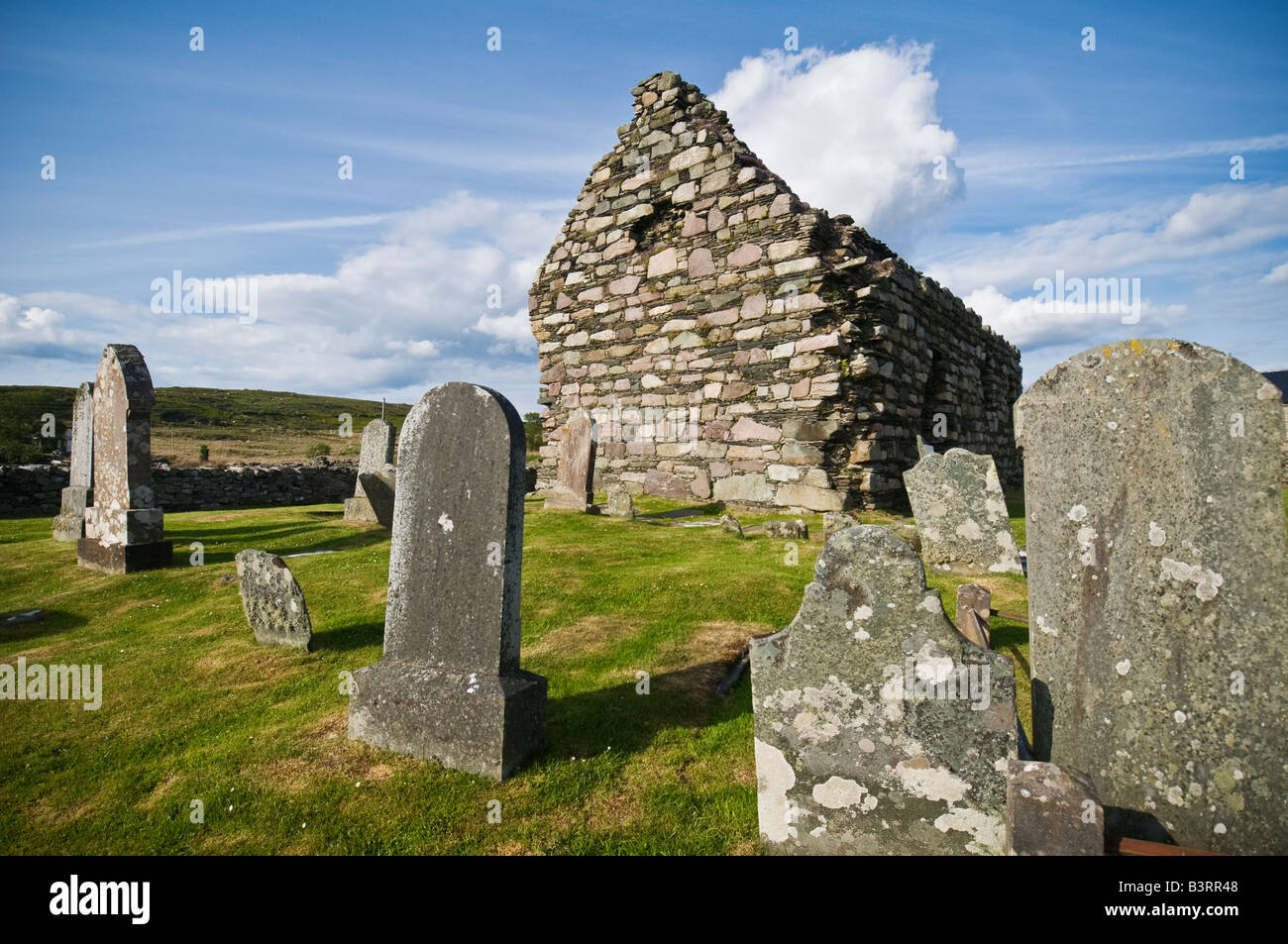 Stone ruin of Kilmory Knap chapel and cemetary at Kilmory Argyll and Bute Scotland Stock Photo