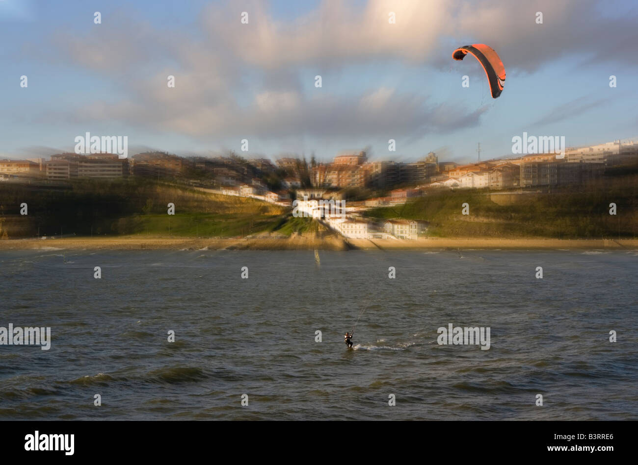 beach sport water kite surf a man practicing kite surfing in the beach Stock Photo Alamy
