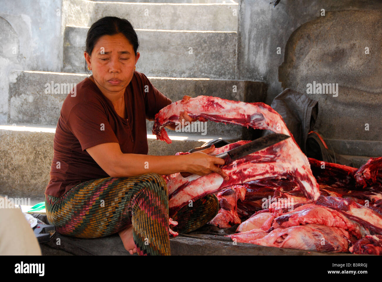 fresh meat market, main road , mayong , buleleng regency , bali , indonesia Stock Photo