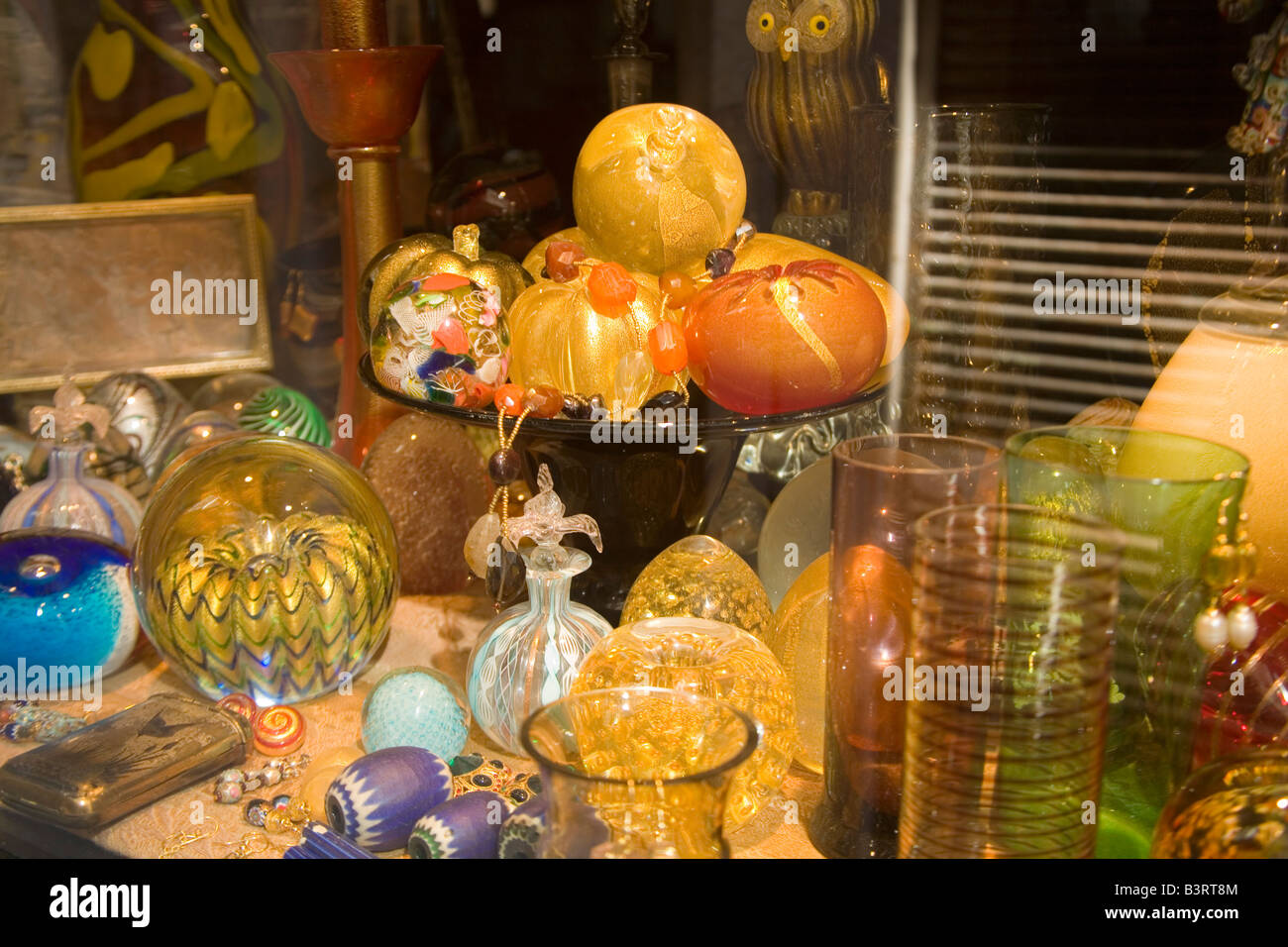 Decorative Glass in a shop window in Venice Italy Stock Photo