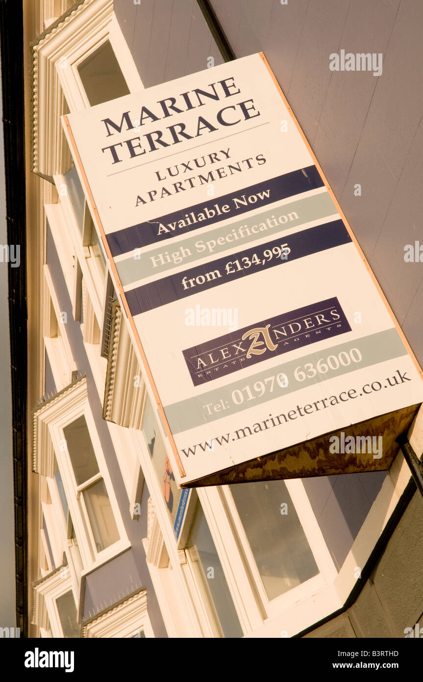 Luxury flats and apartments for sale on Marine Terrace Aberystwyth promenade Wales UK Stock Photo