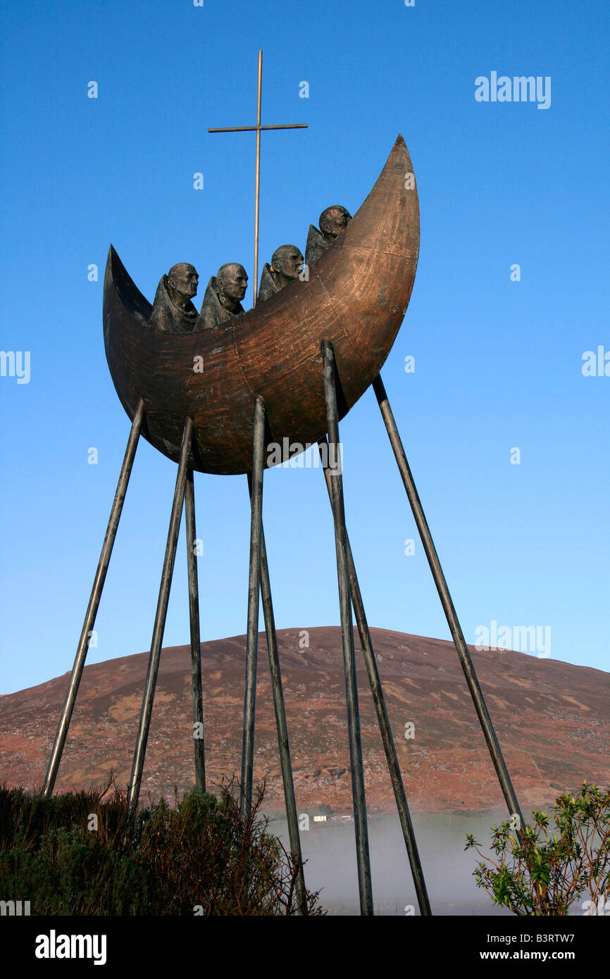 St. Brendan Sculpture outside Caherciveen, Co Kerry, Ireland Stock