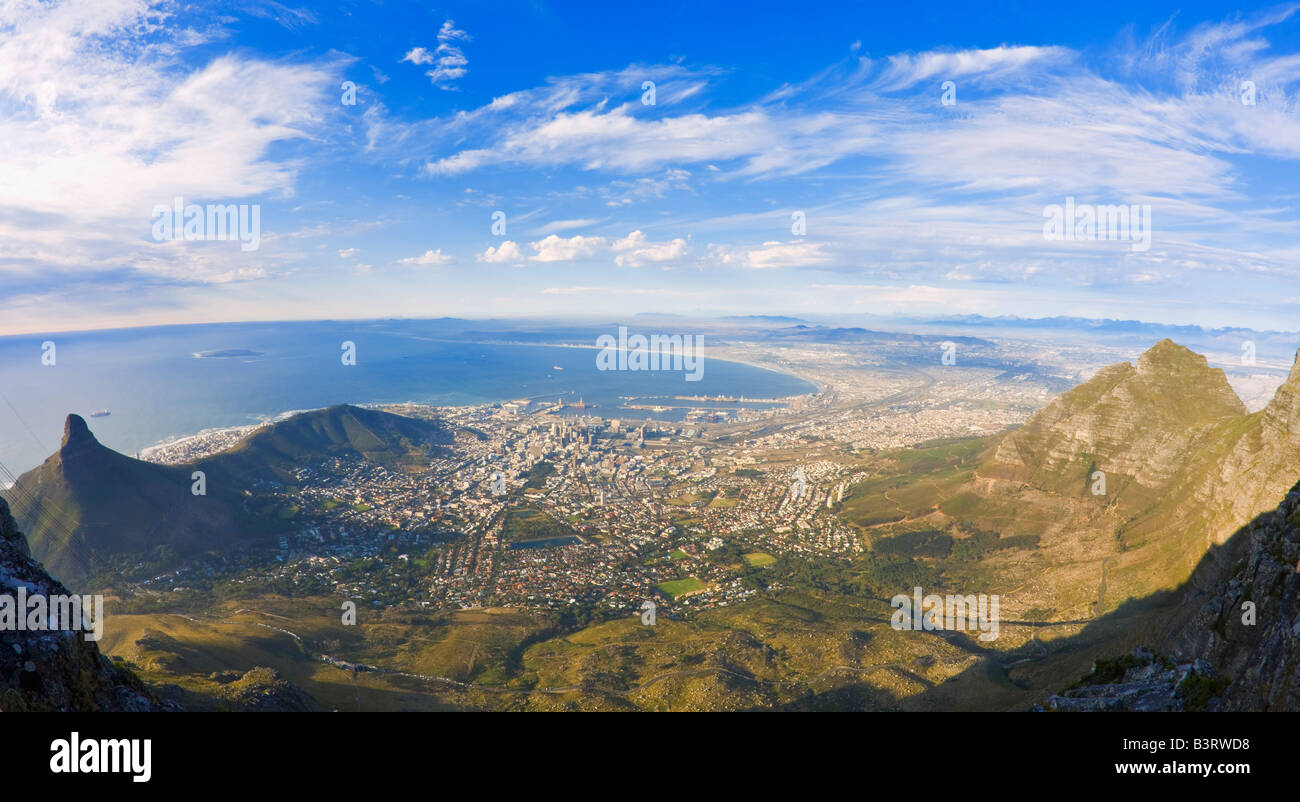 View of Cape Town from Table Mountain, South Africa Stock Photo