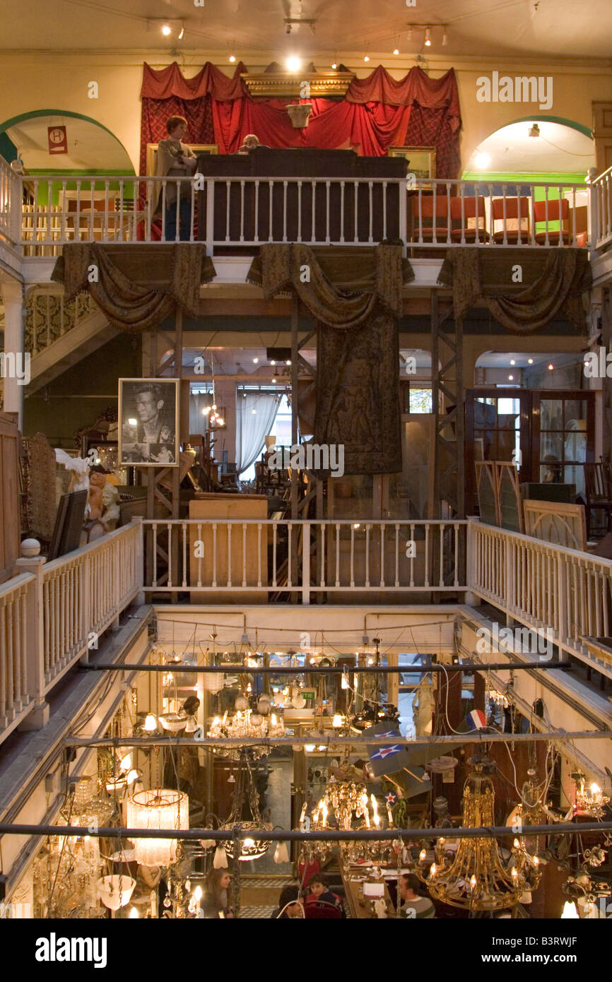 Wide range of various antiques and second hand items for sale in shops