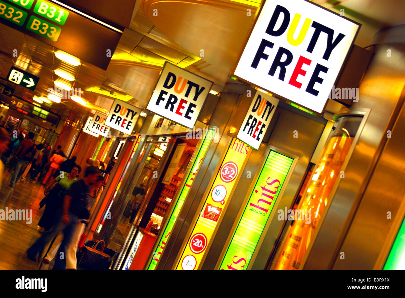 Duty Free Shopping in interior of terminal departure lounge of  Madrid International Airport Spain Europe EU Stock Photo