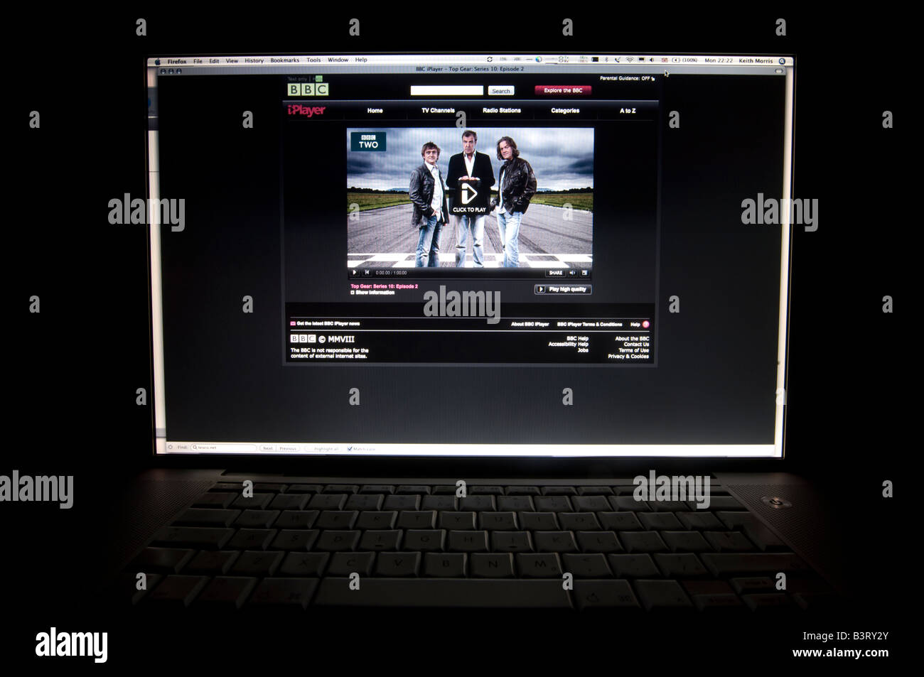(BHZ) The BBC iPlayer on a Apple Mac laptop computer screen UK (BHZ) Stock Photo