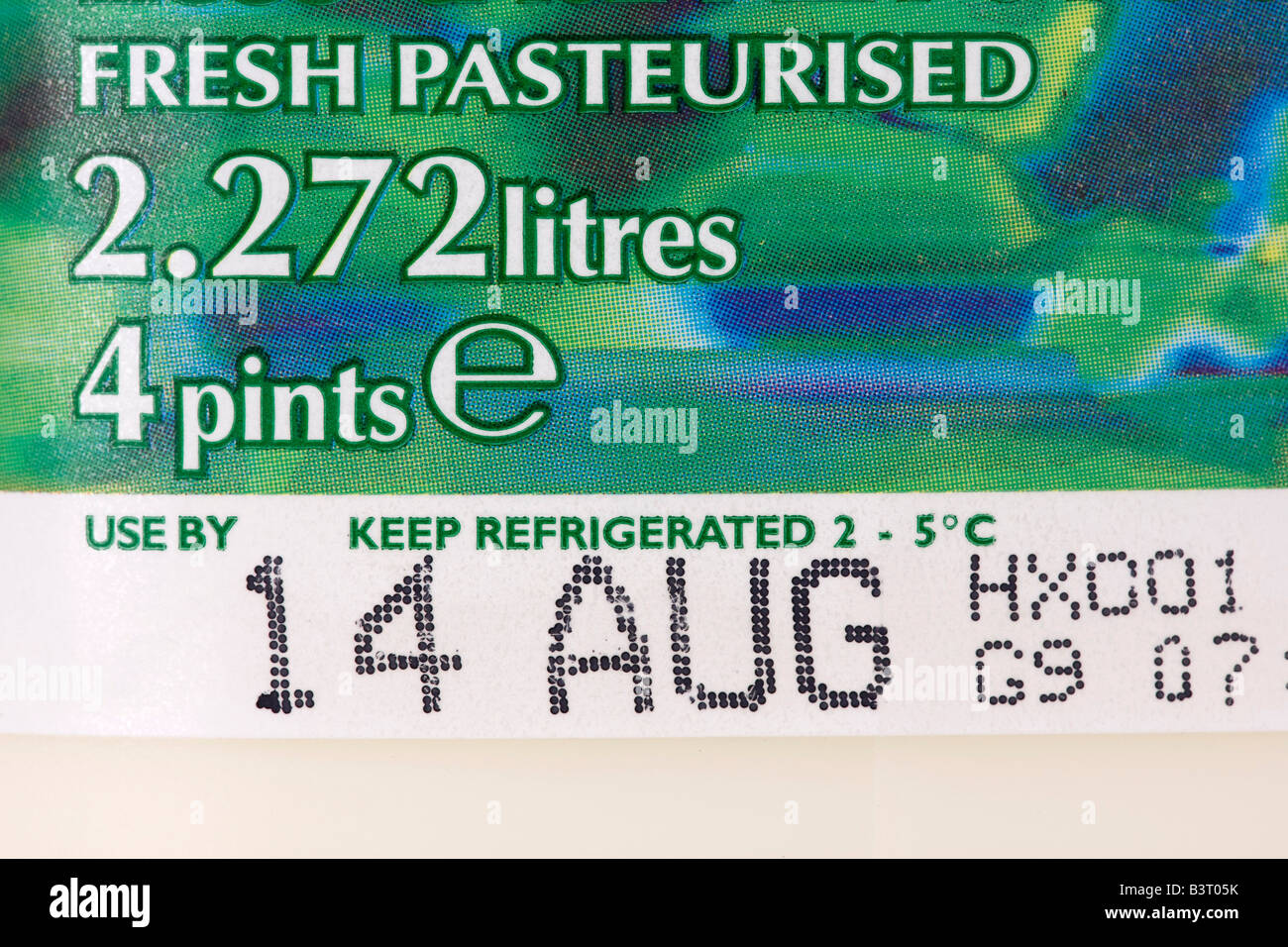 use by date on milk bottle Stock Photo