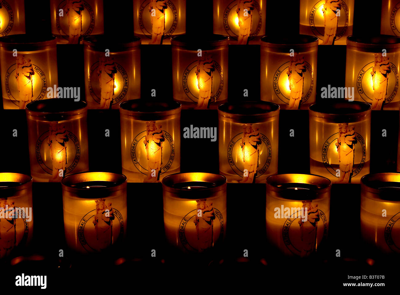 Votive candles in Notre Dame de Paris, France Stock Photo