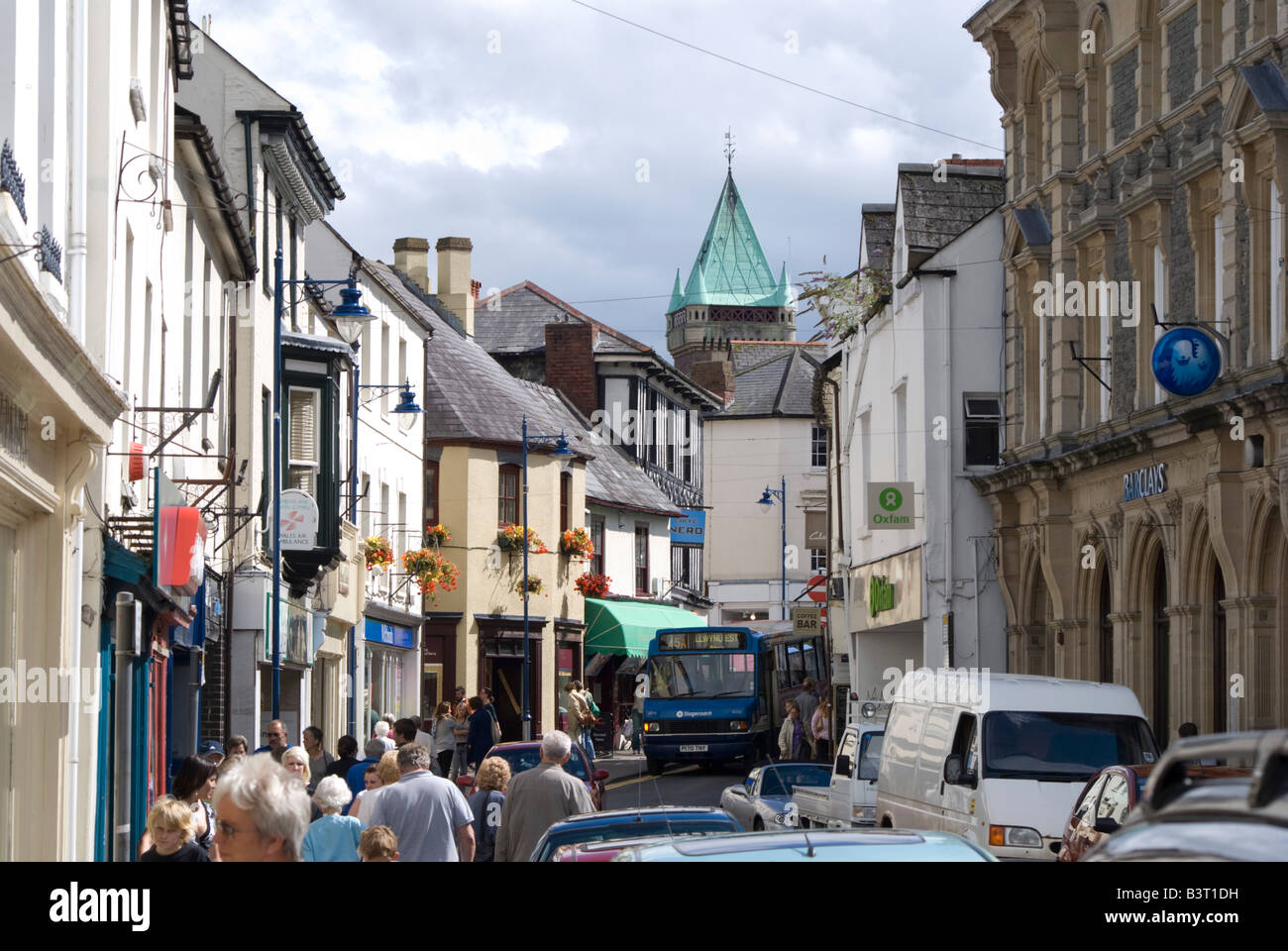 europe UK Wales Powys Abergavenny high street Stock Photo