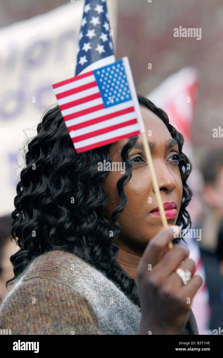 Immigrants and their supporters rally in Boston Stock Photo