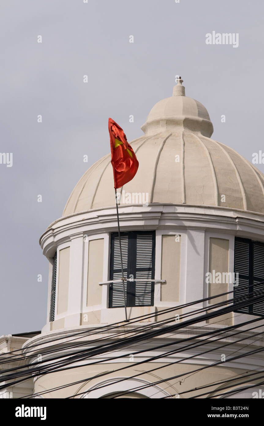 Government buildling with Vietnamese flag, Hanoi, Vietnam Stock Photo