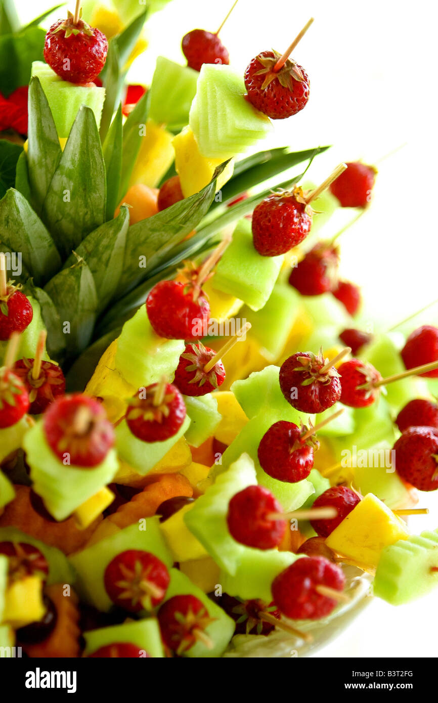Close up of fruits on sticks Stock Photo