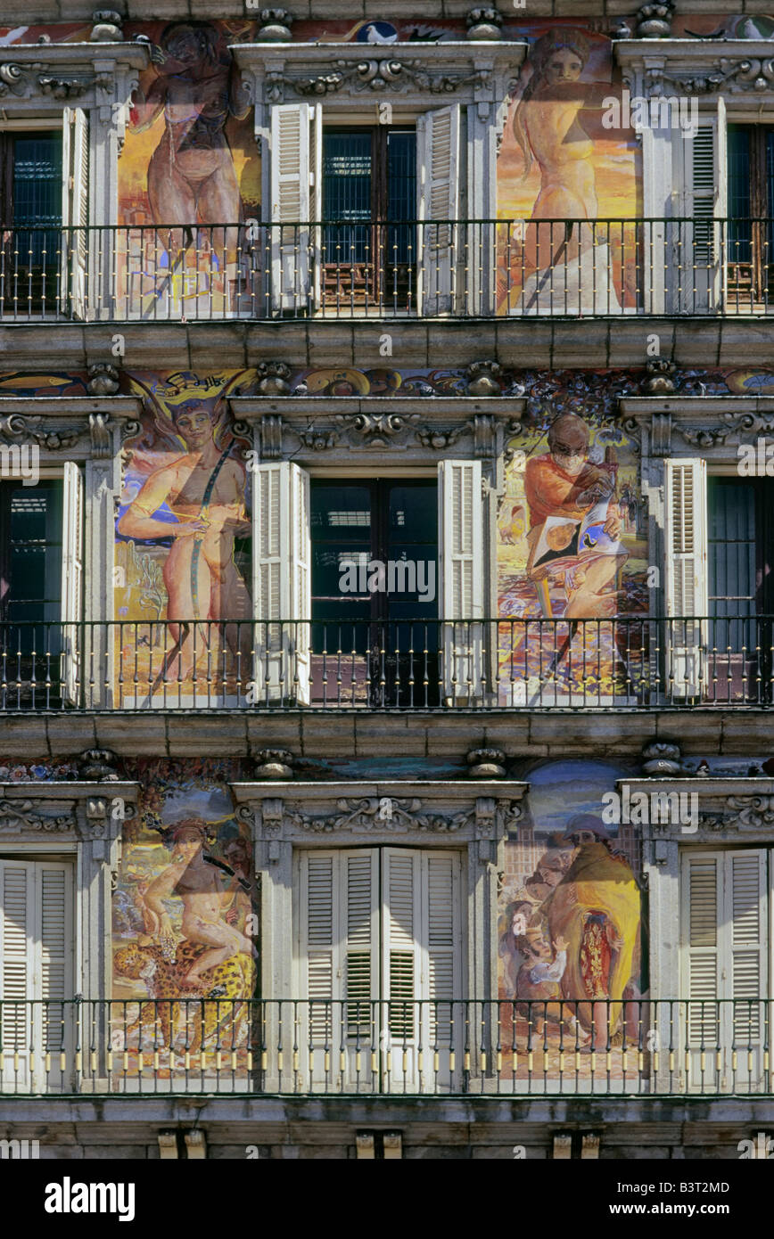 Frescoes at Casa de la Panaderia Plaza Mayor Madrid Spain Stock Photo