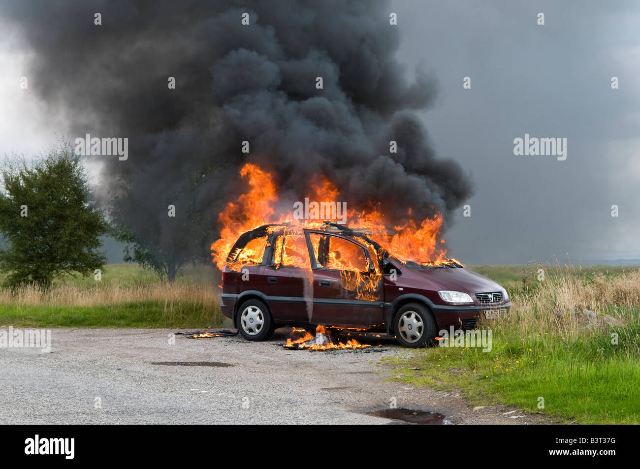 A lucky escape for the driver of this car as it burst into flames on a ...