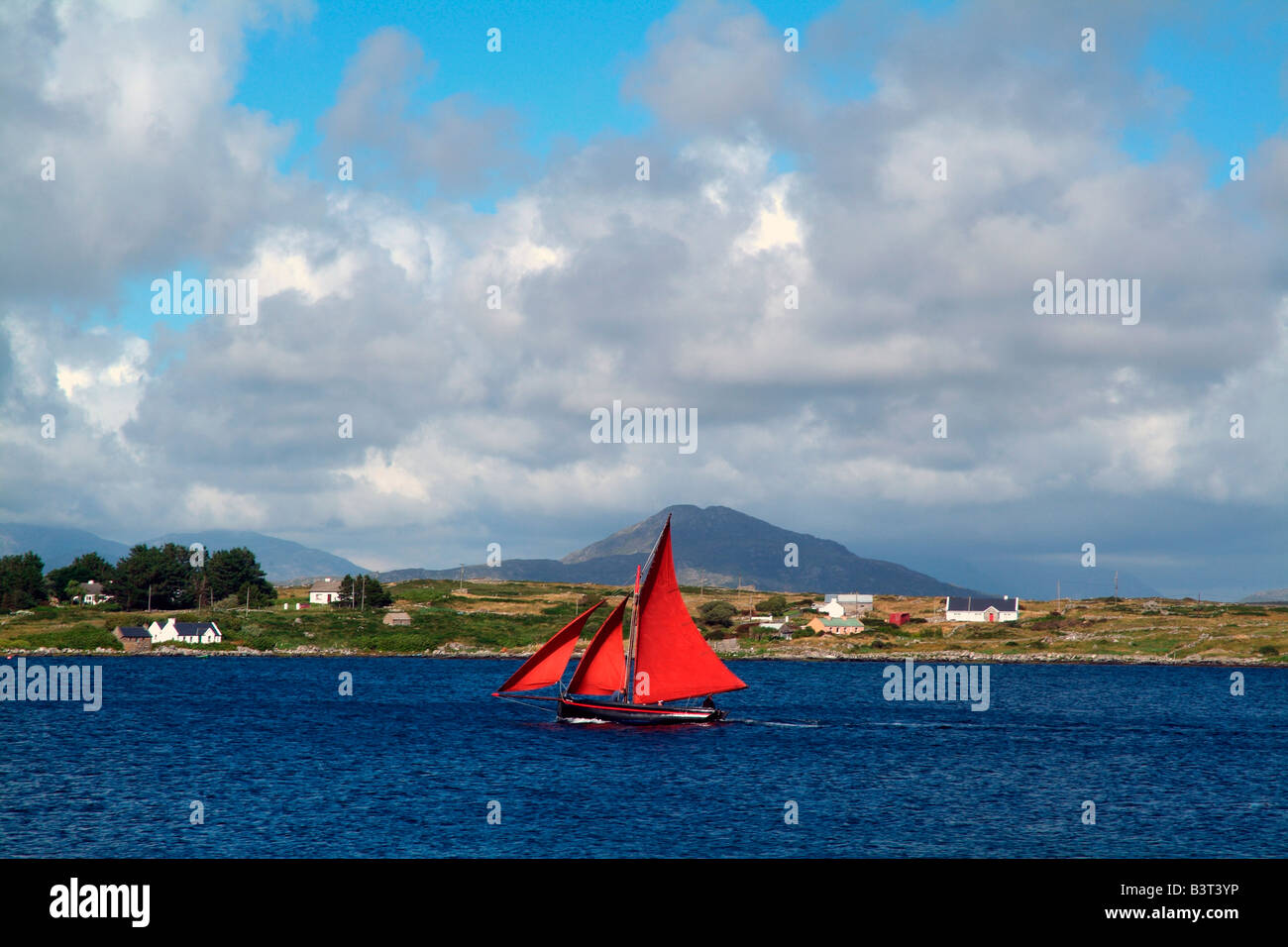 Sailboat on lake, Roundstone, Galway, Ireland Stock Photo