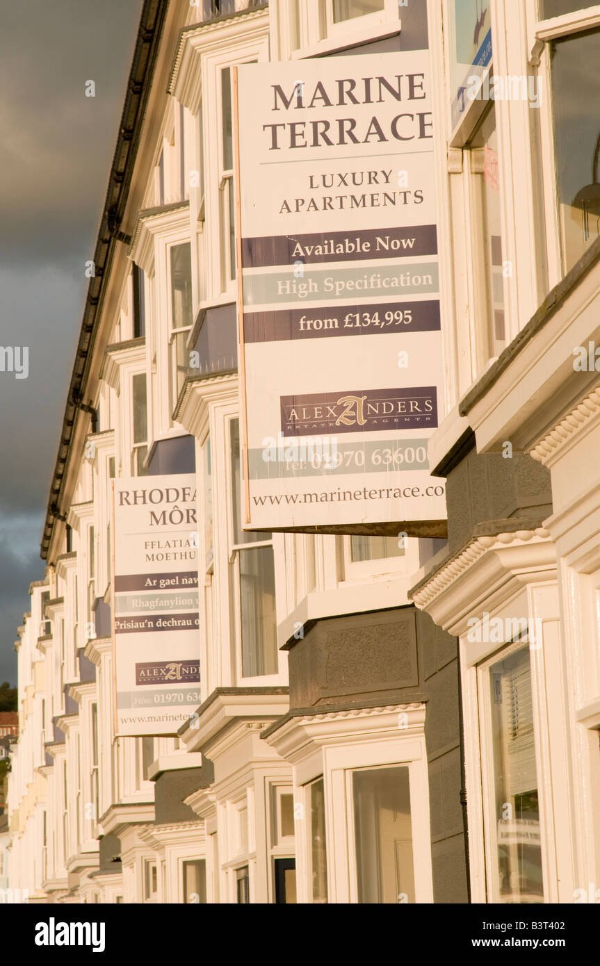 Luxury flats and apartments for sale on Marine Terrace Aberystwyth promenade Wales UK Stock Photo