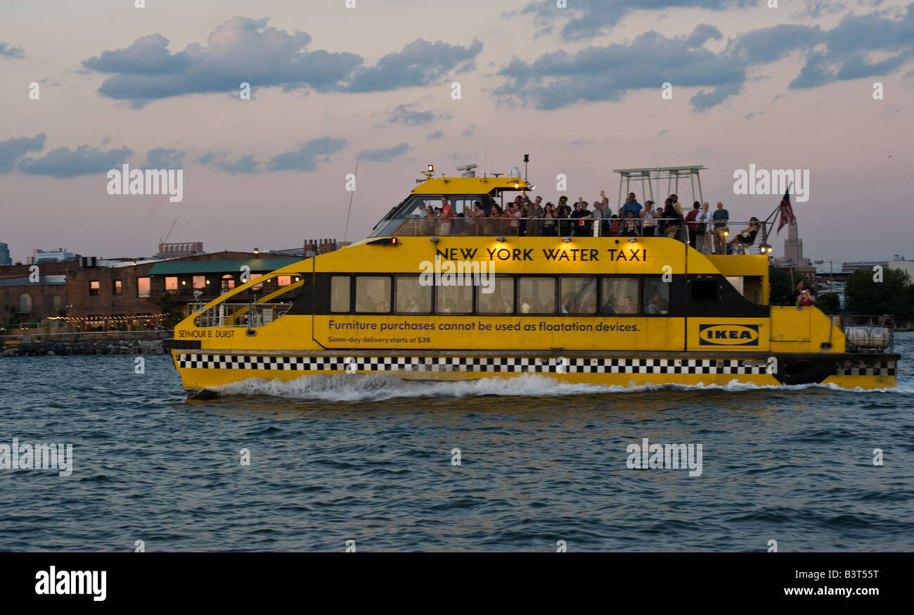 New York watertaxi in the evening returning from IKEA to Pier 11 in New